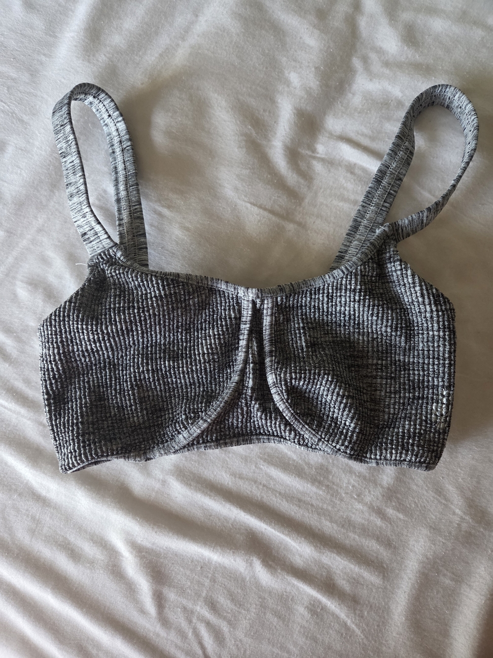 FP Movement by Free People Arrondi Bra in a textured stone washed ribbed knit
